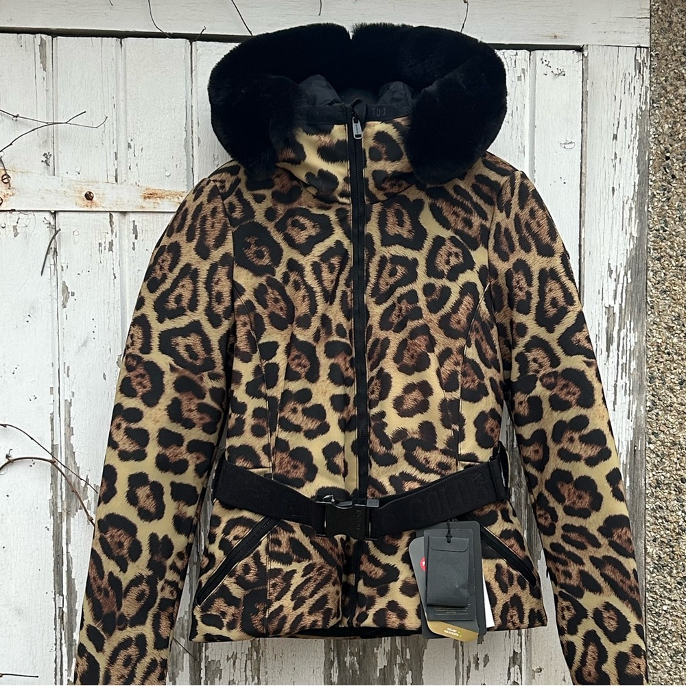 NWT Goldbergh Felis Down Ski Jacket 8 Jaguar Belted M Leopard NEW Puffer Jungle - Picture 12 of 16